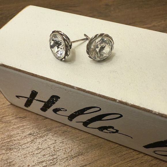 Brighton Silver Crystal Stud Earrings - Picture 6 of 9